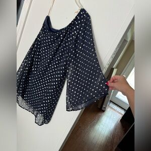 Karlie One shoulder Navy Dress with Gold Metallic print, Med